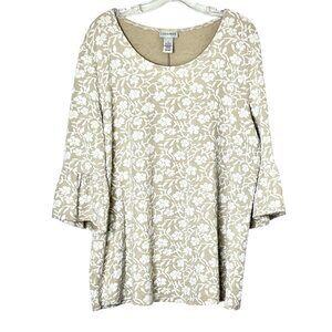 Catherines 1X 18/20W Bell Sleeve Floral Blouse